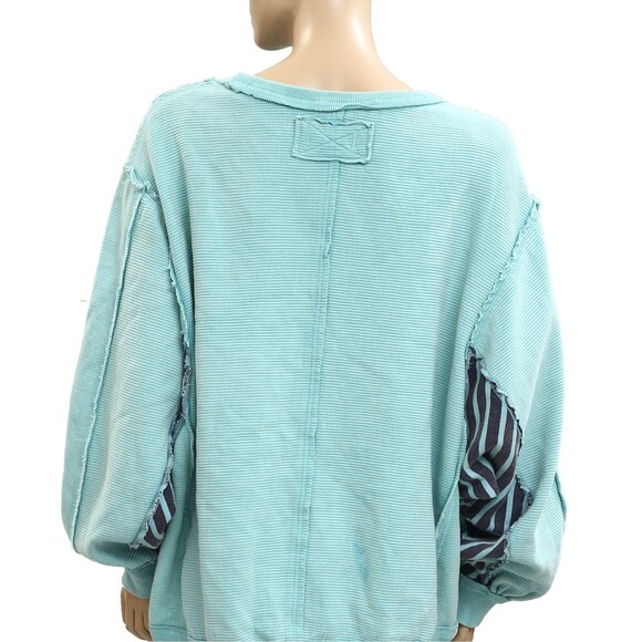 Free People We The Free Thermal Striped Printed Pullover Top Oversized L 282830 - Picture 4 of 6